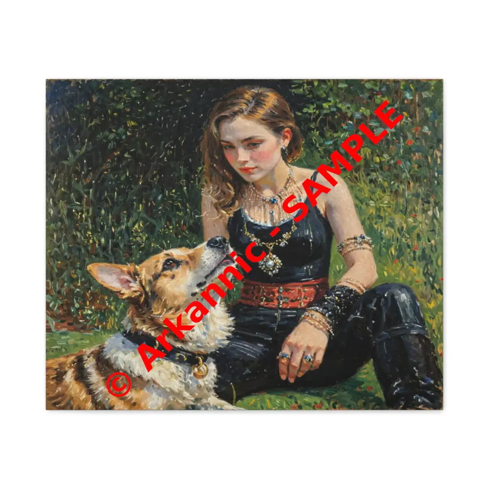 Elegance in the Garden: Companion’s Gaze Timeless RealismCanvas 24’’ x 20’’ (Horizontal) / 1.25’’ Canvas