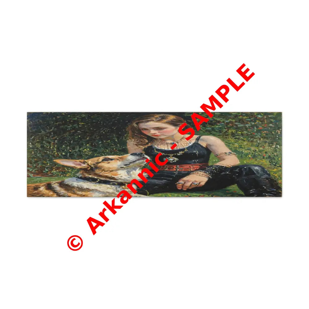 Elegance in the Garden: Companion’s Gaze Timeless RealismCanvas 48’’ x 16’’ (Horizontal) / 1.25’’ Canvas