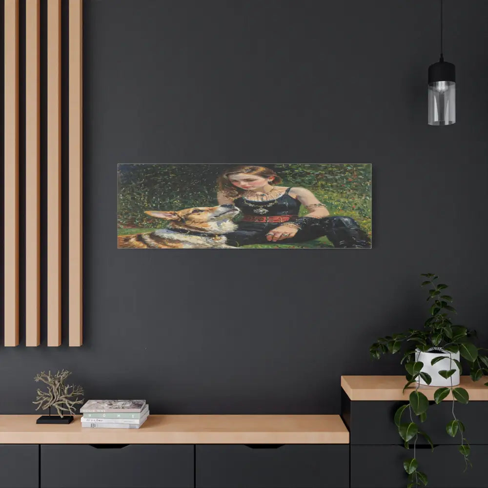 Elegance in the Garden: Companion’s Gaze Timeless RealismCanvas Canvas