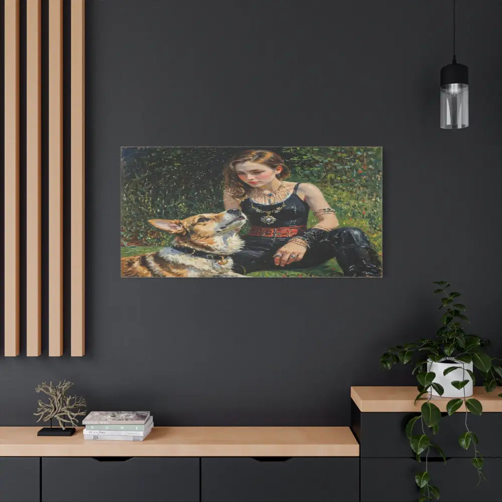 Elegance in the Garden: Companion’s Gaze Timeless RealismCanvas Canvas