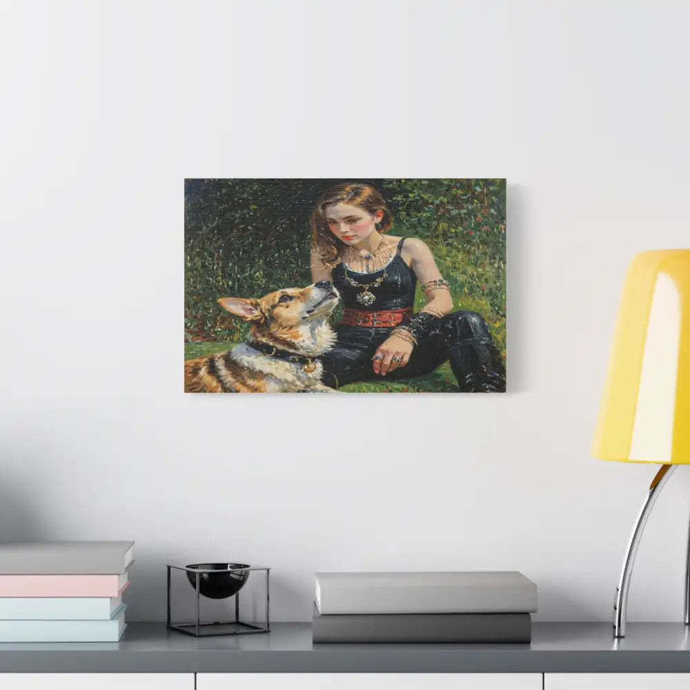 Elegance in the Garden: Companion’s Gaze Timeless RealismCanvas Canvas