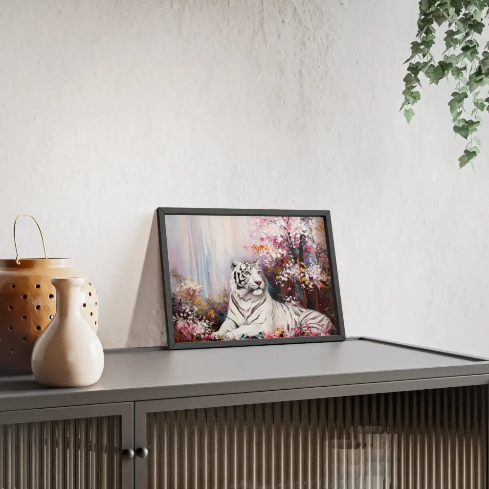 Elegant Tiger Art Poster with Wooden Frame | Wall Decor Home Aesthetic Gift for Animal Lovers Modern Art for Living