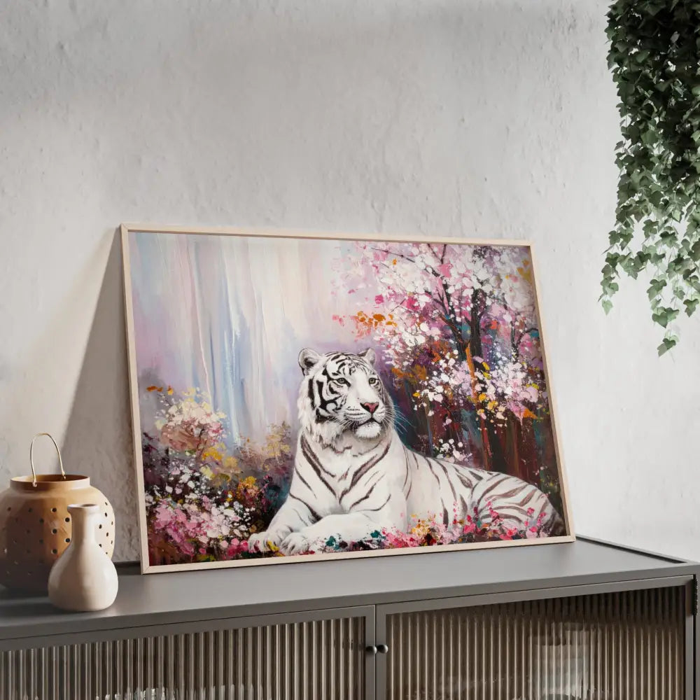 Elegant Tiger Art Poster with Wooden Frame | Wall Decor Home Aesthetic Gift for Animal Lovers Modern Art for Living