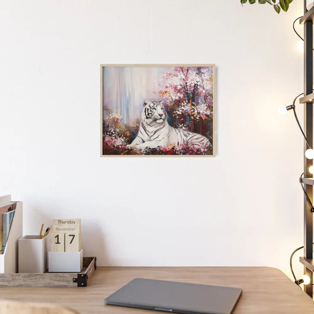 Elegant Tiger Art Poster with Wooden Frame | Wall Decor Home Aesthetic Gift for Animal Lovers Modern Art for Living