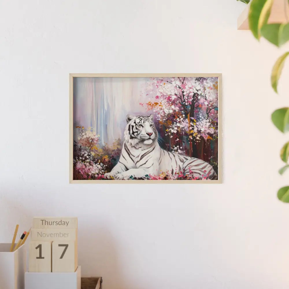 Elegant Tiger Art Poster with Wooden Frame | Wall Decor Home Aesthetic Gift for Animal Lovers Modern Art for Living