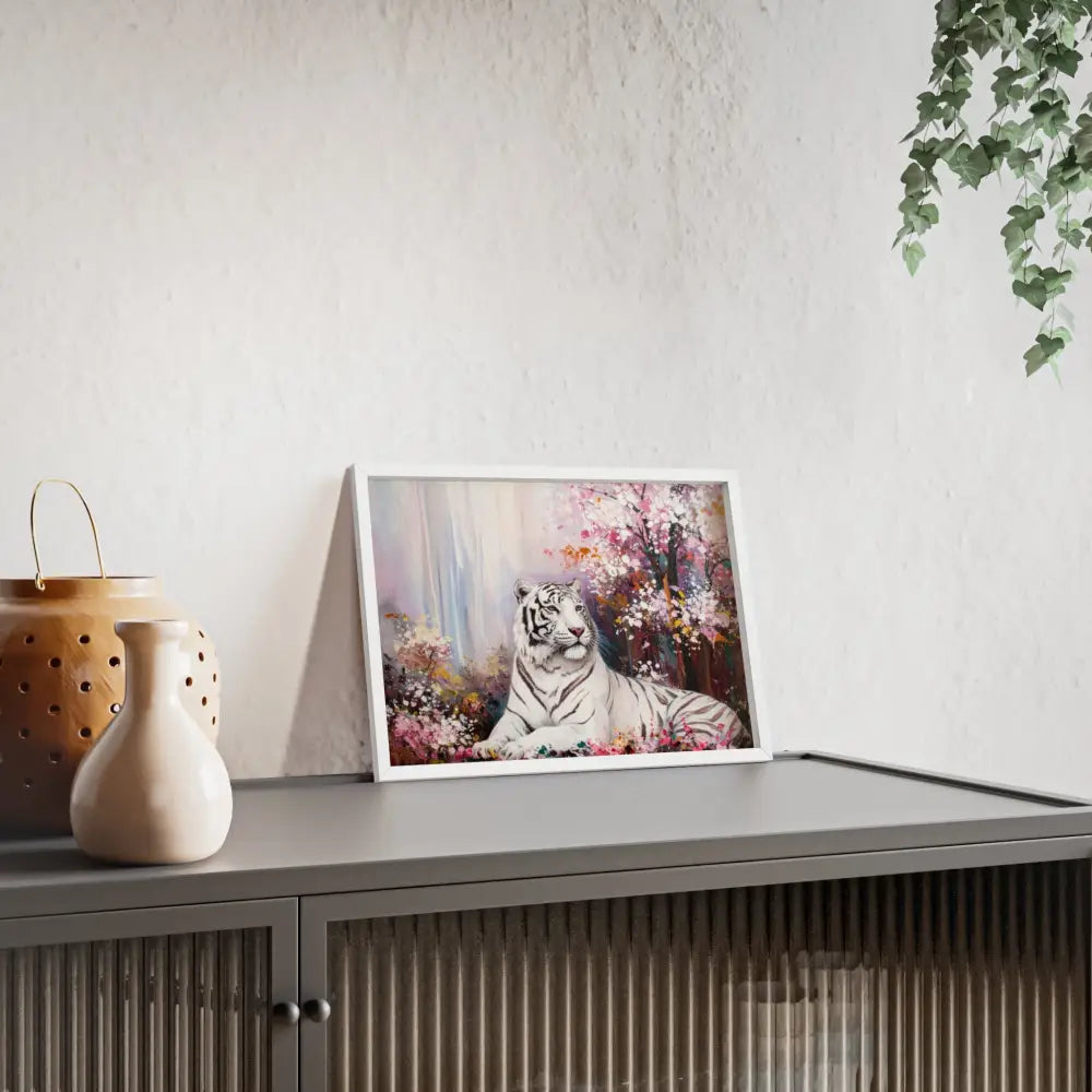 Elegant Tiger Art Poster with Wooden Frame | Wall Decor Home Aesthetic Gift for Animal Lovers Modern Art for Living