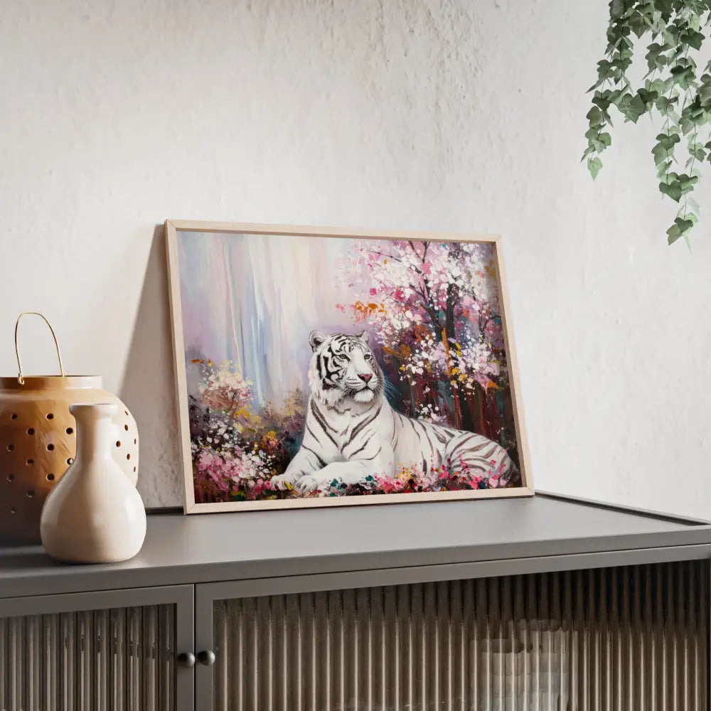 Elegant Tiger Art Poster with Wooden Frame | Wall Decor Home Aesthetic Gift for Animal Lovers Modern Art for Living