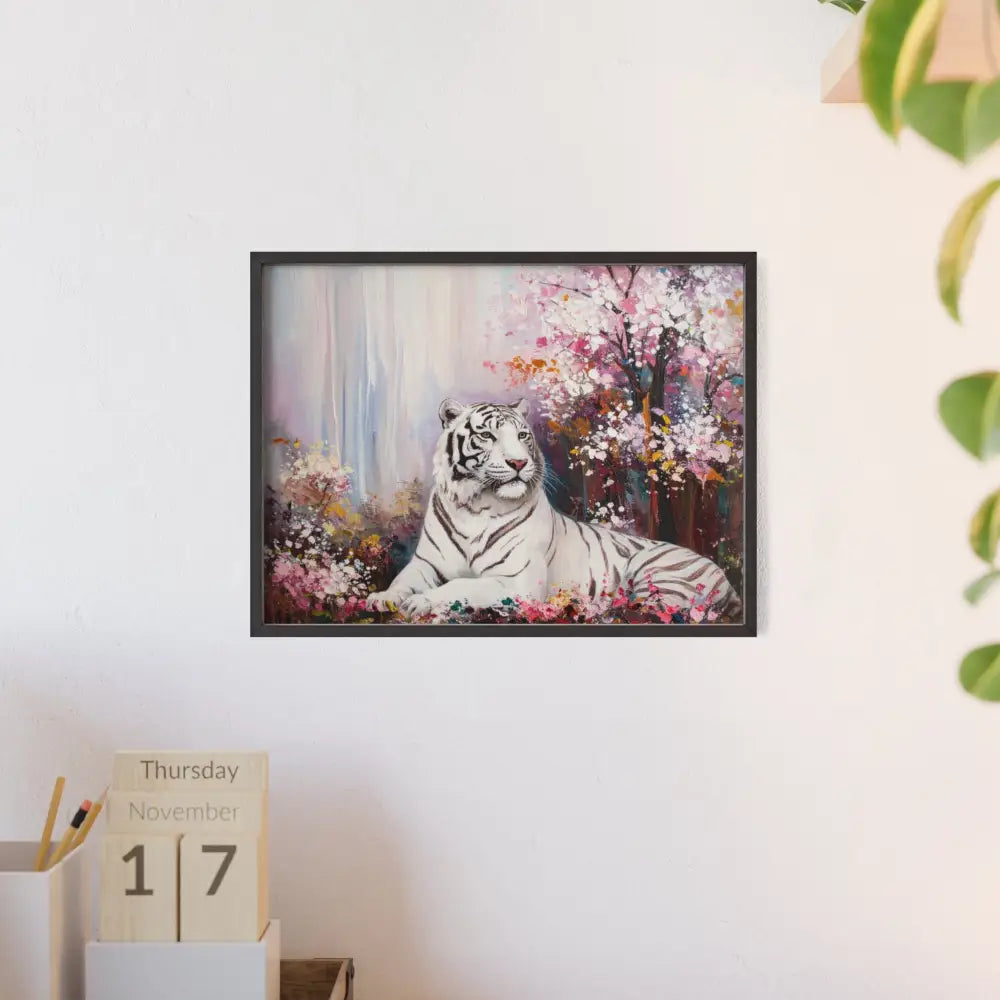 Elegant Tiger Art Poster with Wooden Frame | Wall Decor Home Aesthetic Gift for Animal Lovers Modern Art for Living