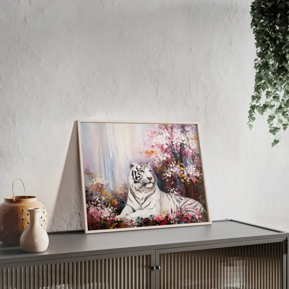 Elegant Tiger Art Poster with Wooden Frame | Wall Decor Home Aesthetic Gift for Animal Lovers Modern Art for Living