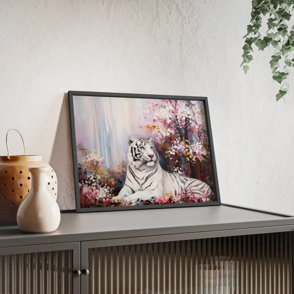 Elegant Tiger Art Poster with Wooden Frame | Wall Decor Home Aesthetic Gift for Animal Lovers Modern Art for Living