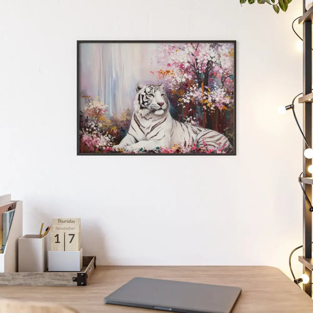 Elegant Tiger Art Poster with Wooden Frame | Wall Decor Home Aesthetic Gift for Animal Lovers Modern Art for Living