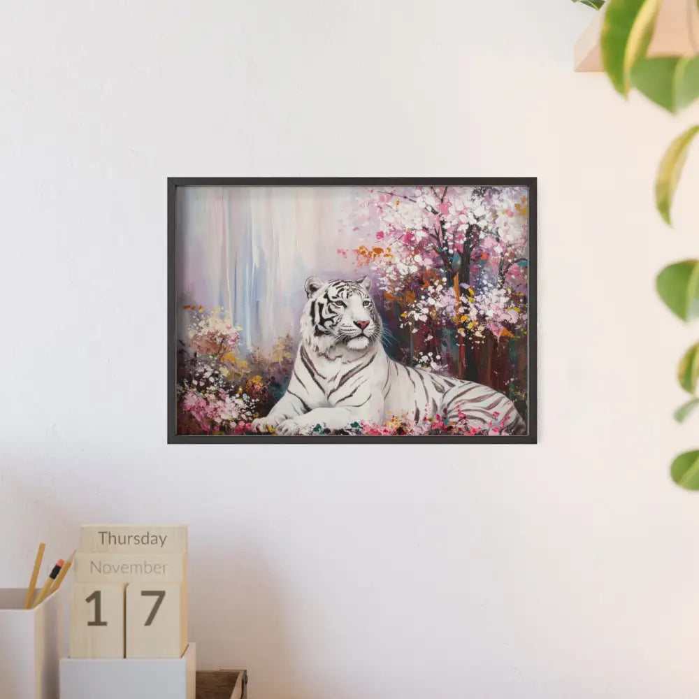 Elegant Tiger Art Poster with Wooden Frame | Wall Decor Home Aesthetic Gift for Animal Lovers Modern Art for Living