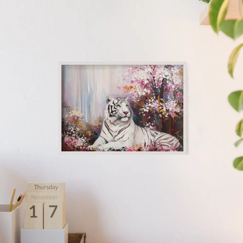 Elegant Tiger Art Poster with Wooden Frame | Wall Decor Home Aesthetic Gift for Animal Lovers Modern Art for Living