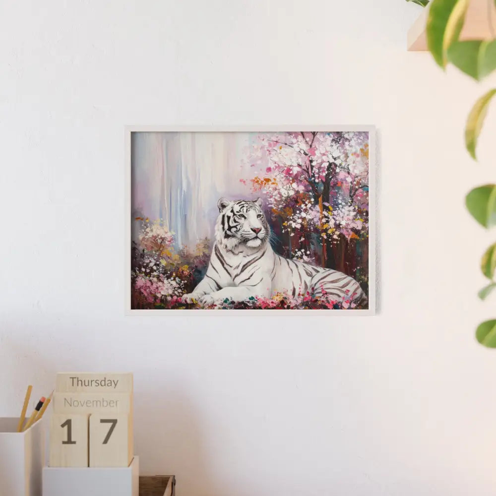 Elegant Tiger Art Poster with Wooden Frame | Wall Decor Home Aesthetic Gift for Animal Lovers Modern Art for Living