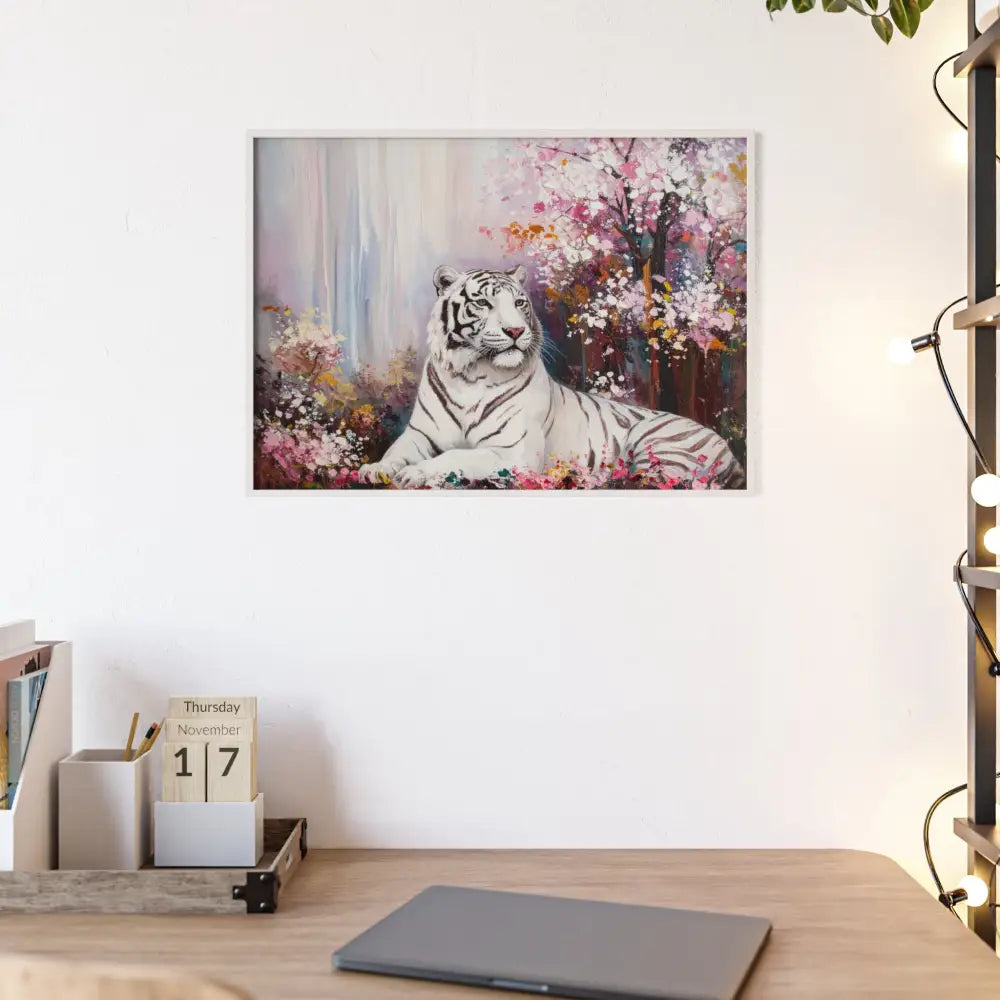 Elegant Tiger Art Poster with Wooden Frame | Wall Decor Home Aesthetic Gift for Animal Lovers Modern Art for Living