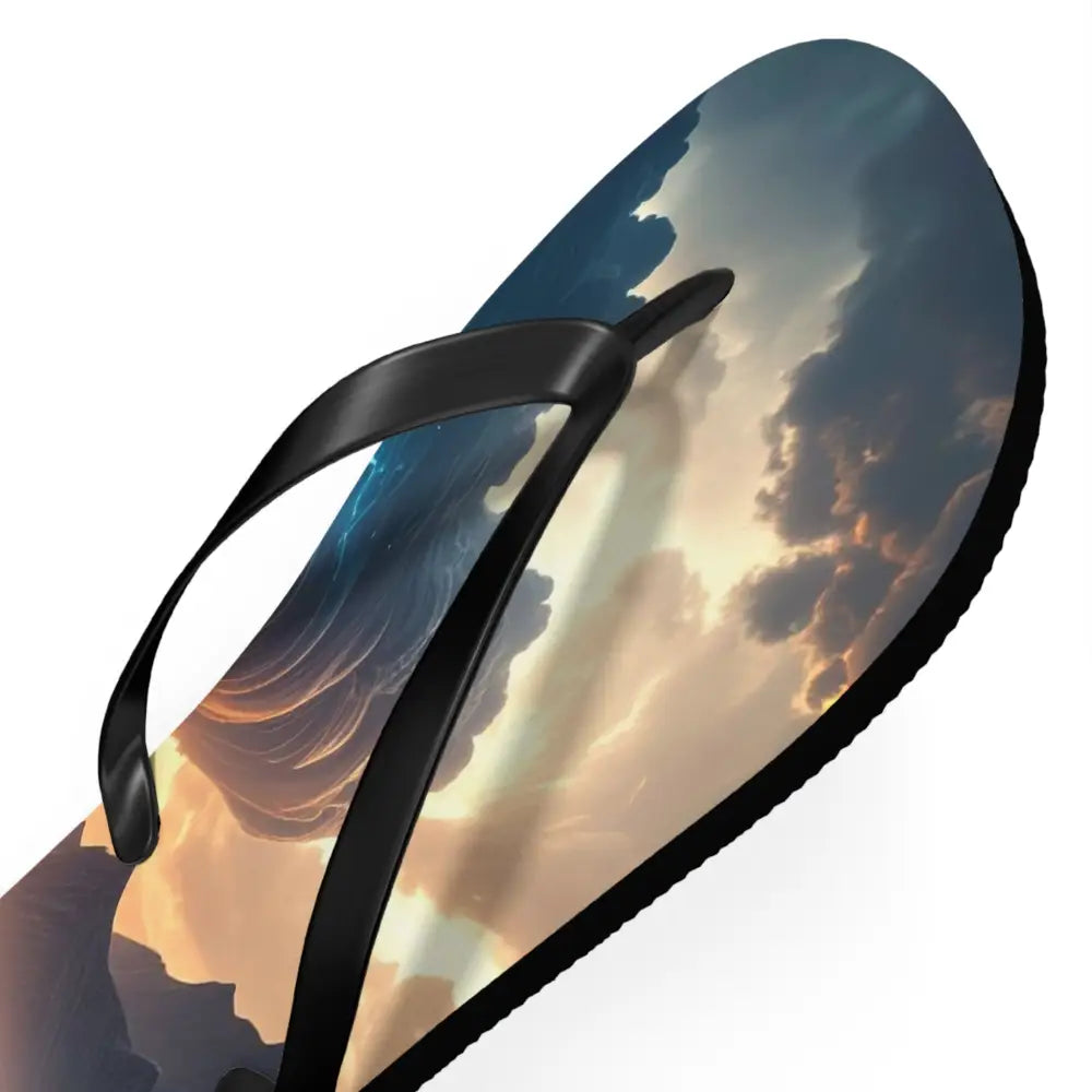 Elemental Tempest: Stormy Digital Landscape Supernatural Lightning Composition Flip Flop Shoes Shoes