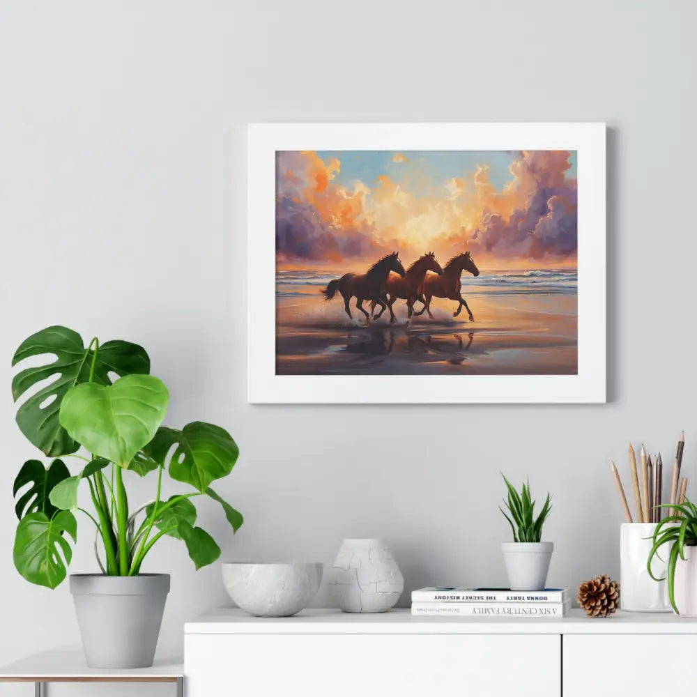 Framed Horse Sunset Poster Equine Wall Art Nature Decor Horse Lover Gift Equestrian Home Decor Poster