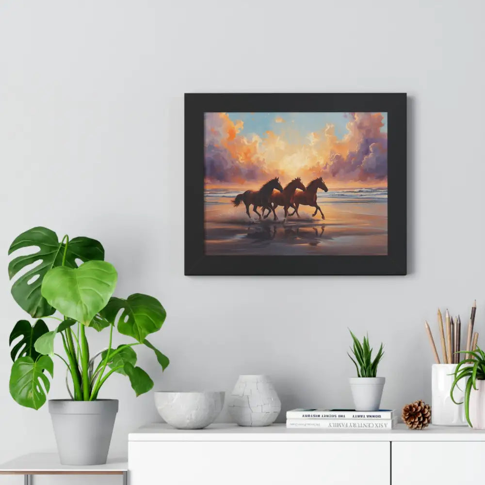 Framed Horse Sunset Poster Equine Wall Art Nature Decor Horse Lover Gift Equestrian Home Decor Poster