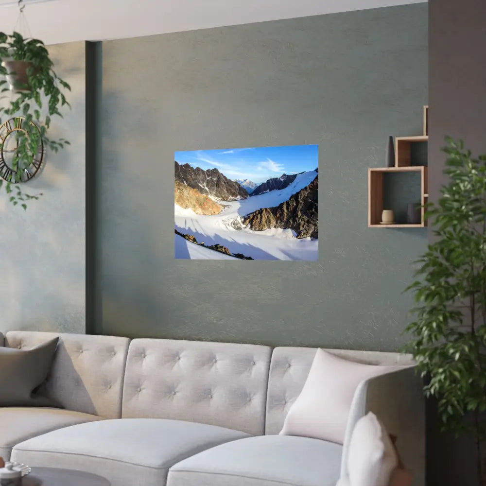 Glacial Majesty: Alpine Wilderness Landscape High-Altitude Geological Panorama Poster Poster