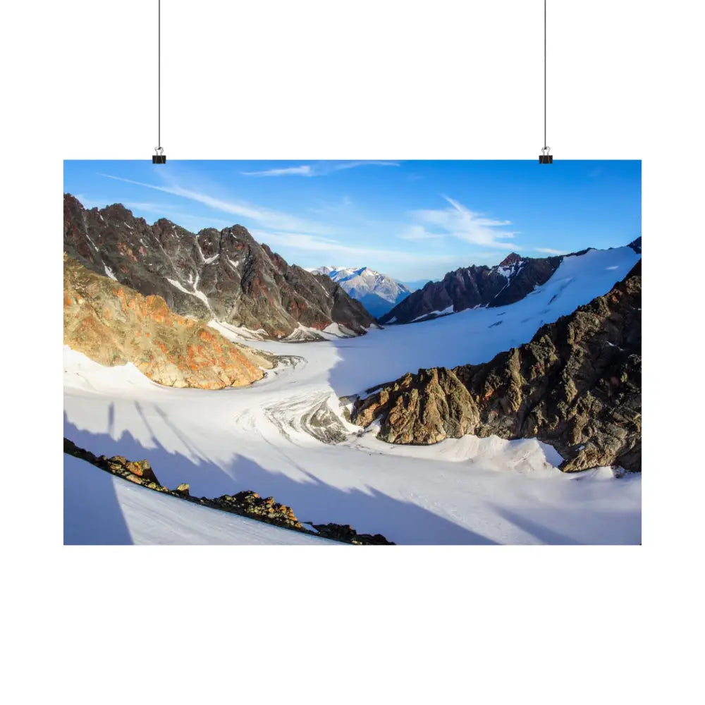 Glacial Majesty: Alpine Wilderness Landscape High-Altitude Geological Panorama Poster Poster