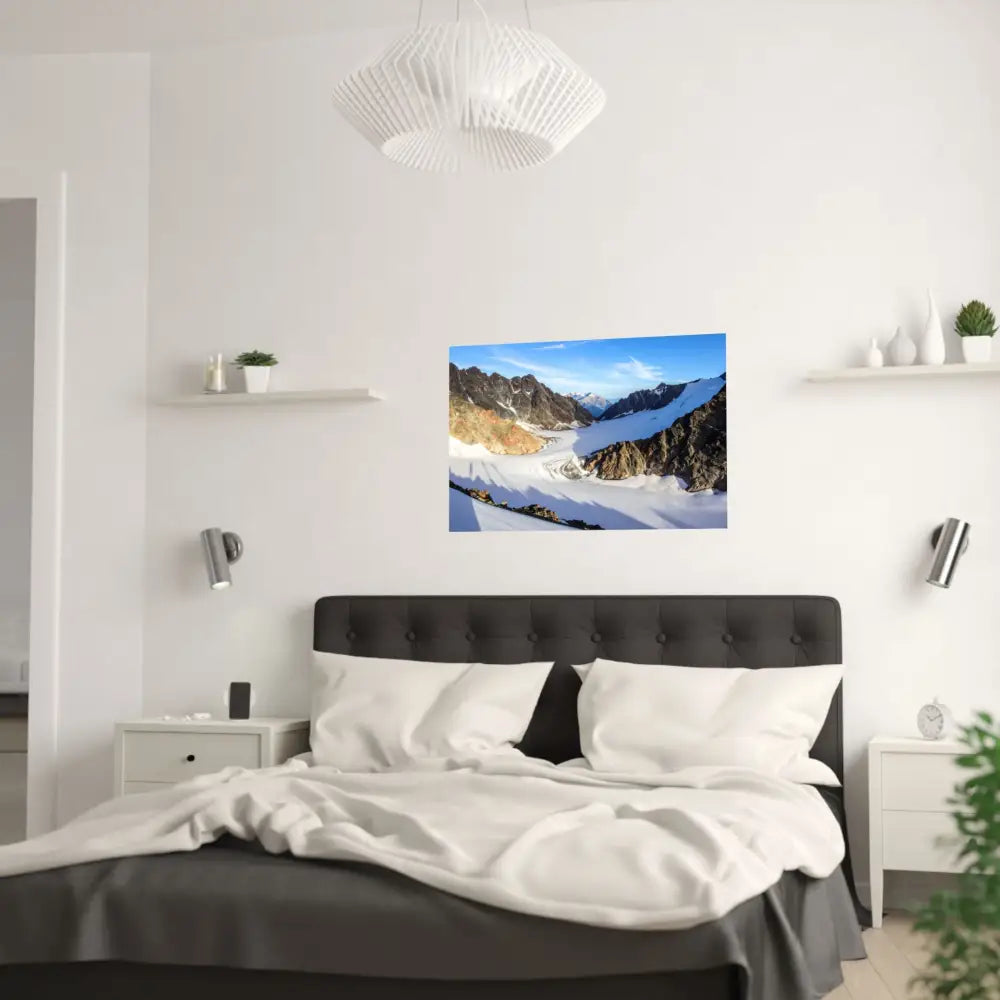 Glacial Majesty: Alpine Wilderness Landscape High-Altitude Geological Panorama Poster Poster