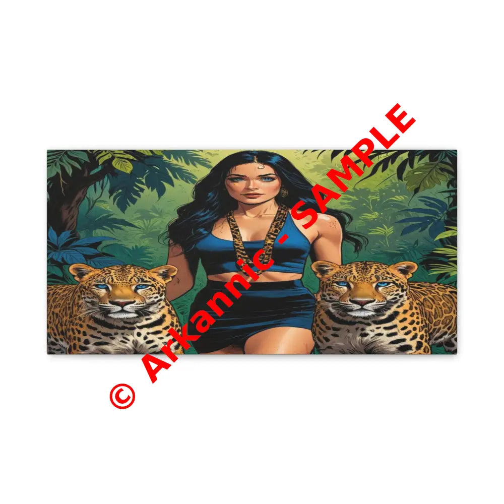 Guardians of the Jungle: Feline Harmony Graphic Novel Wildlife PortraitCanvas 20’’ x 10’’ (Horizontal) / 1.25’’ Canvas