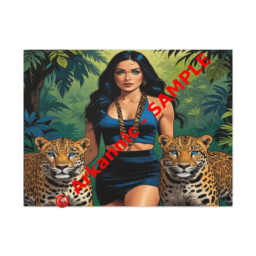 Guardians of the Jungle: Feline Harmony Graphic Novel Wildlife PortraitCanvas 40’’ x 30’’ (Horizontal) / 1.25’’ Canvas