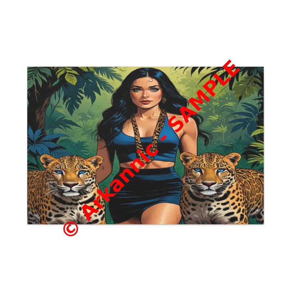 Guardians of the Jungle: Feline Harmony Graphic Novel Wildlife PortraitCanvas 48″ x 32″ (Horizontal) / 1.25’’ Canvas