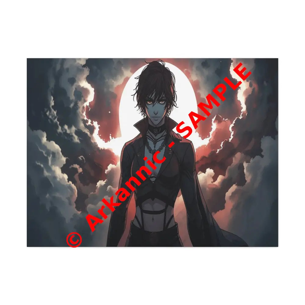 Lunar Sentinel: Stormy Silhouette Warrior Canvas Print 40’’ x 30’’ (Horizontal) / 1.5’’ Canvas