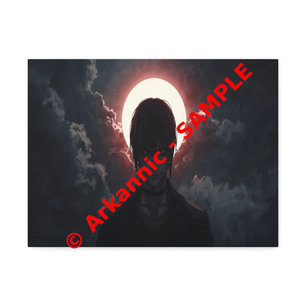 Lunar Solitude: Moonlight Silhouette Dark Fantasy Digital Art Canvas Print 16″ x 12″ (Horizontal) / 1.5’’ Canvas