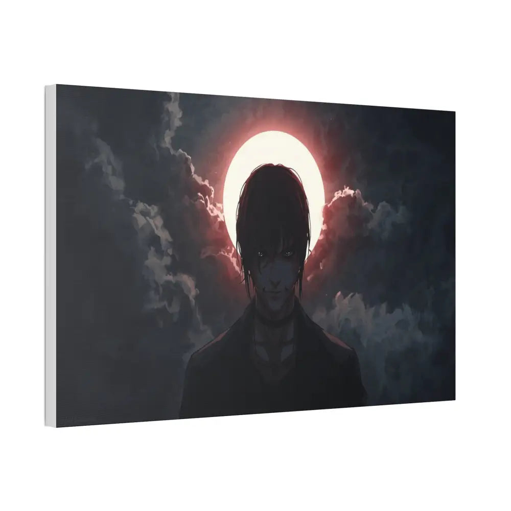 Lunar Solitude: Moonlight Silhouette Dark Fantasy Digital Art Canvas Print Canvas