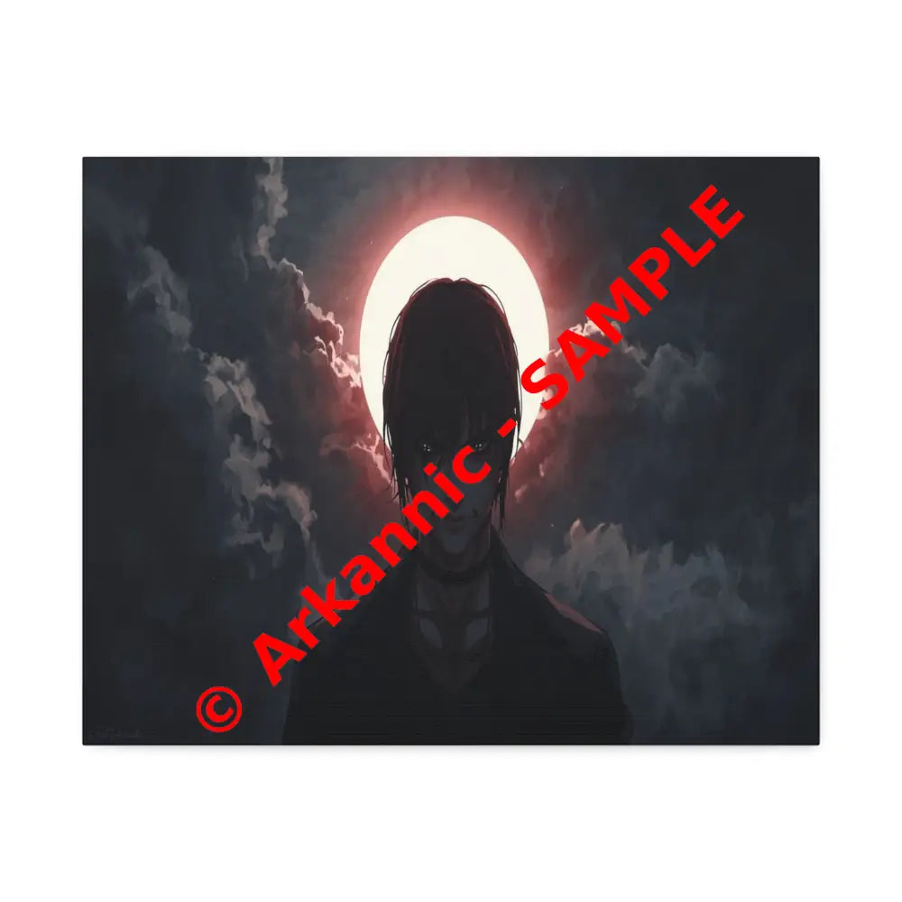 Lunar Solitude: Moonlight Silhouette Dark Fantasy Digital Art Canvas Print 20″ x 16″ (Horizontal) / 1.5’’ Canvas