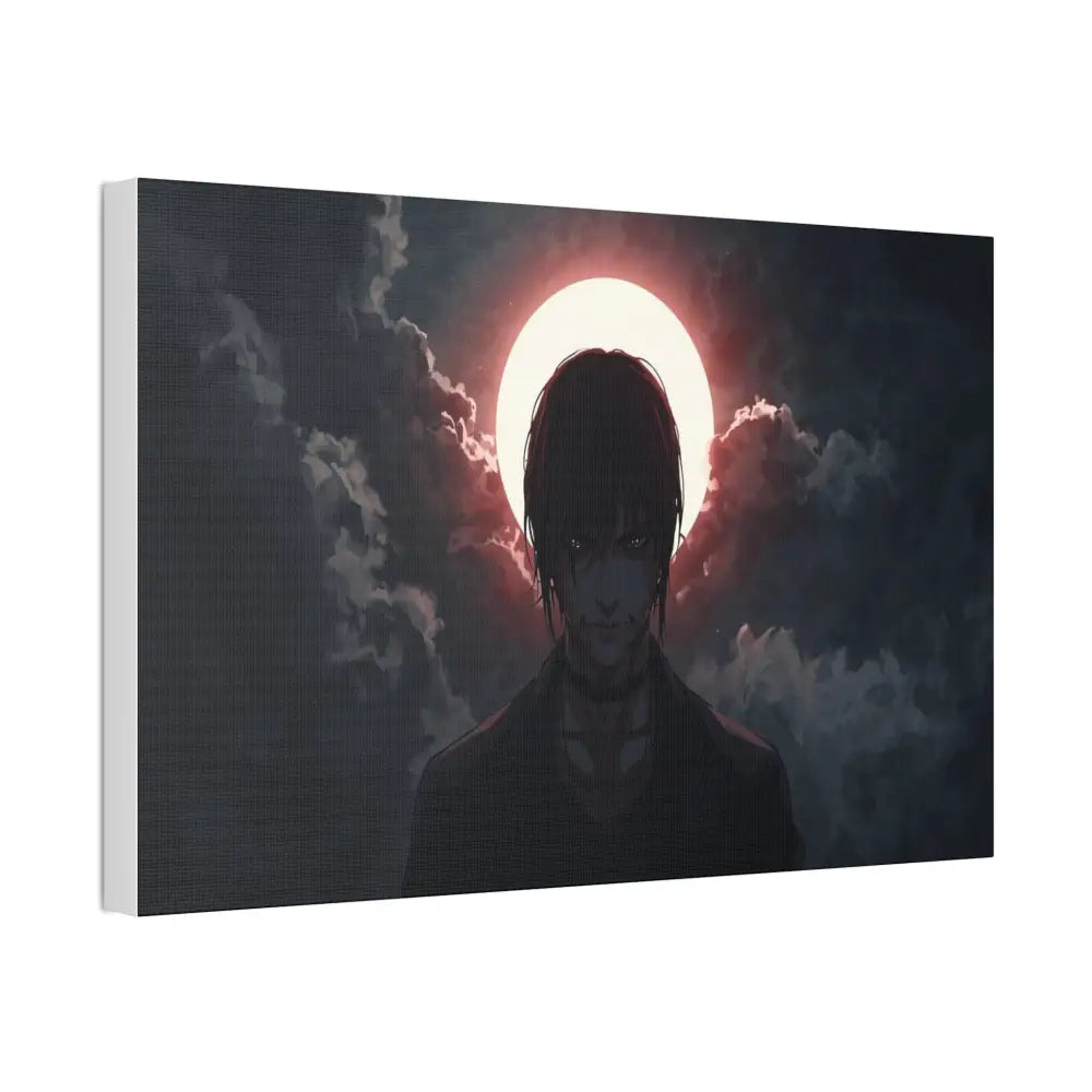 Lunar Solitude: Moonlight Silhouette Dark Fantasy Digital Art Canvas Print Canvas