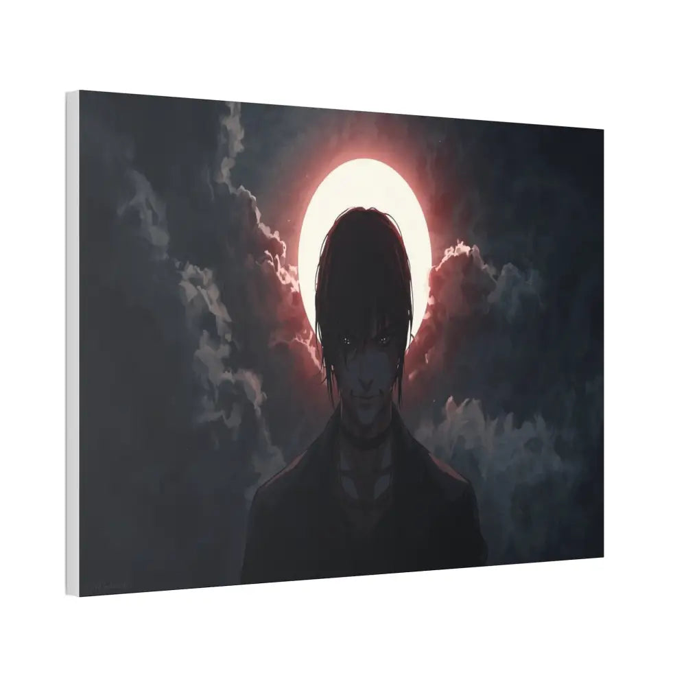 Lunar Solitude: Moonlight Silhouette Dark Fantasy Digital Art Canvas Print Canvas