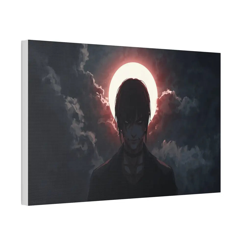 Lunar Solitude: Moonlight Silhouette Dark Fantasy Digital Art Canvas Print Canvas