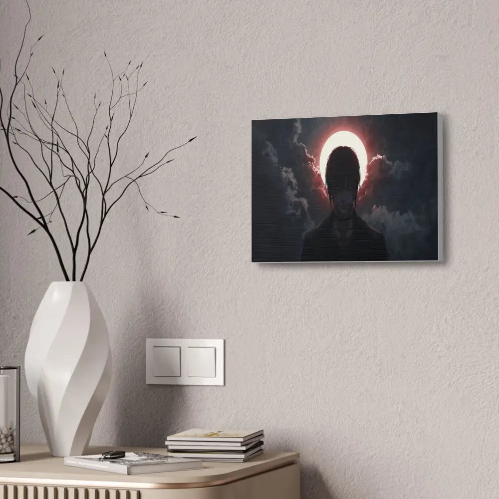 Lunar Solitude: Moonlight Silhouette Dark Fantasy Digital Art Canvas Print Canvas