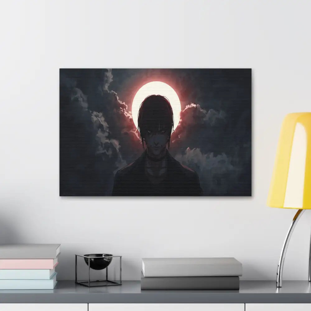 Lunar Solitude: Moonlight Silhouette Dark Fantasy Digital Art Canvas Print Canvas