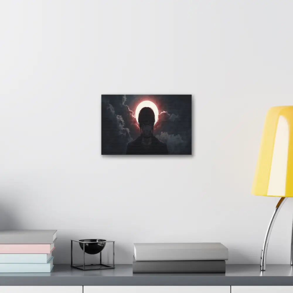 Lunar Solitude: Moonlight Silhouette Dark Fantasy Digital Art Canvas Print Canvas