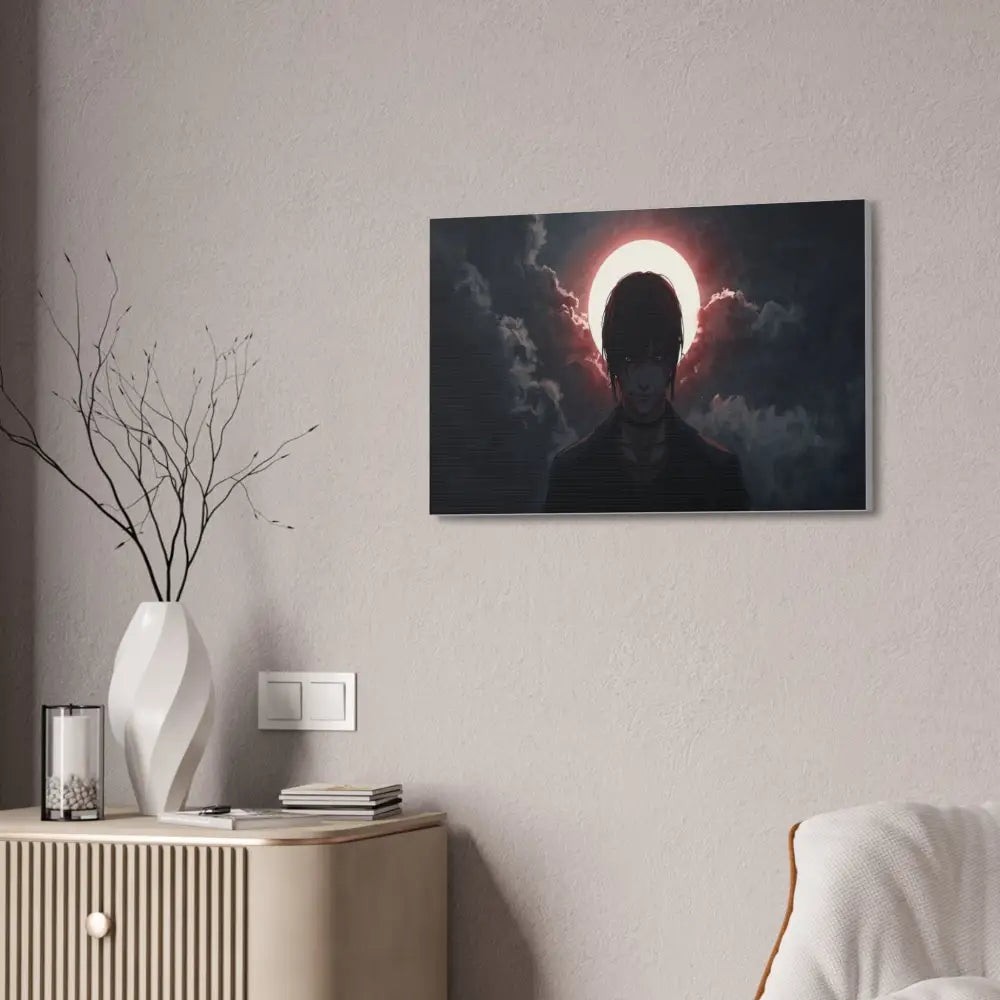 Lunar Solitude: Moonlight Silhouette Dark Fantasy Digital Art Canvas Print Canvas