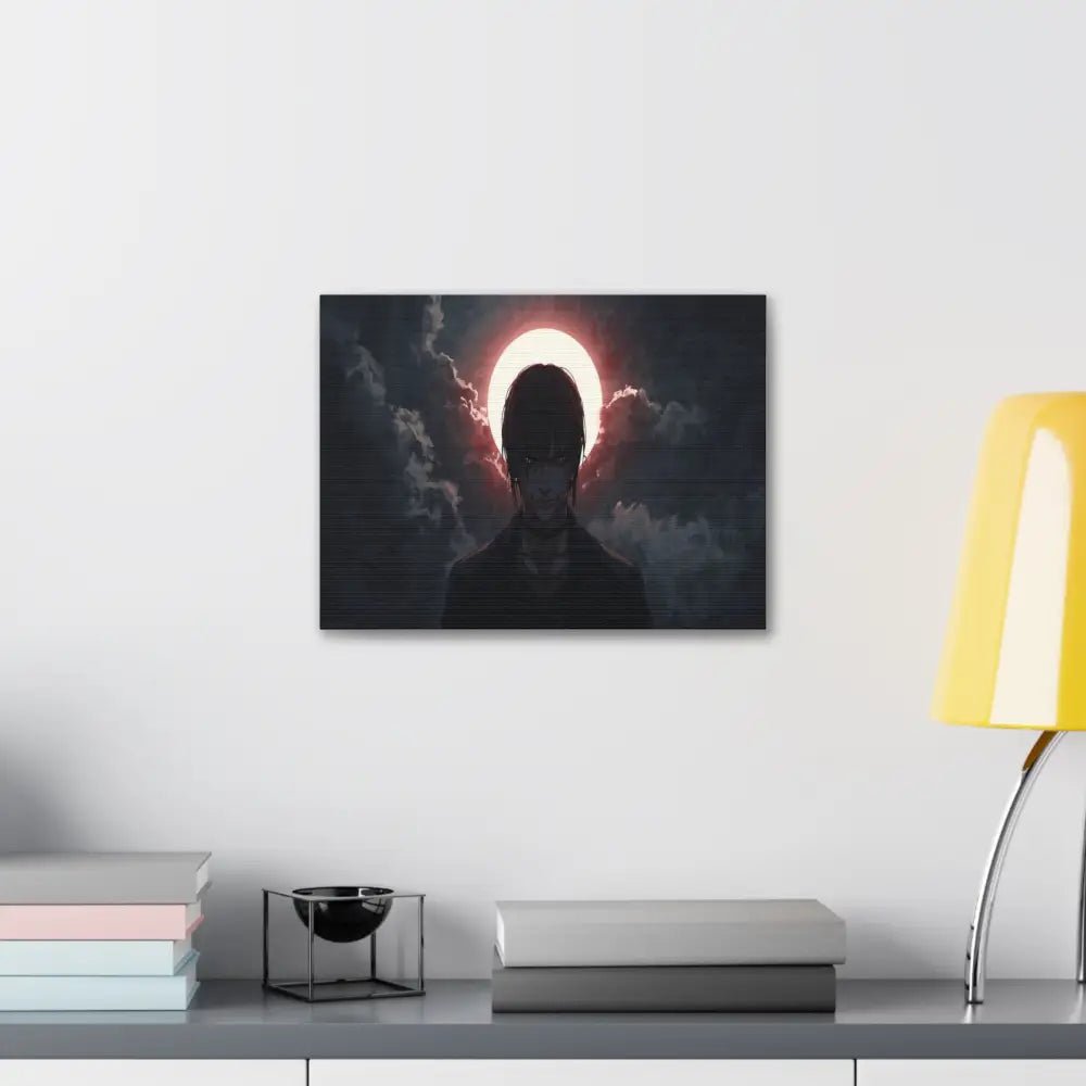 Lunar Solitude: Moonlight Silhouette Dark Fantasy Digital Art Canvas Print Canvas