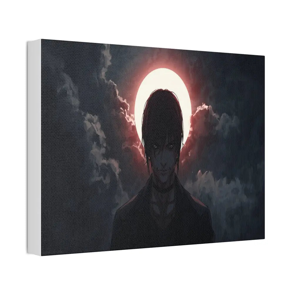 Lunar Solitude: Moonlight Silhouette Dark Fantasy Digital Art Canvas Print Canvas