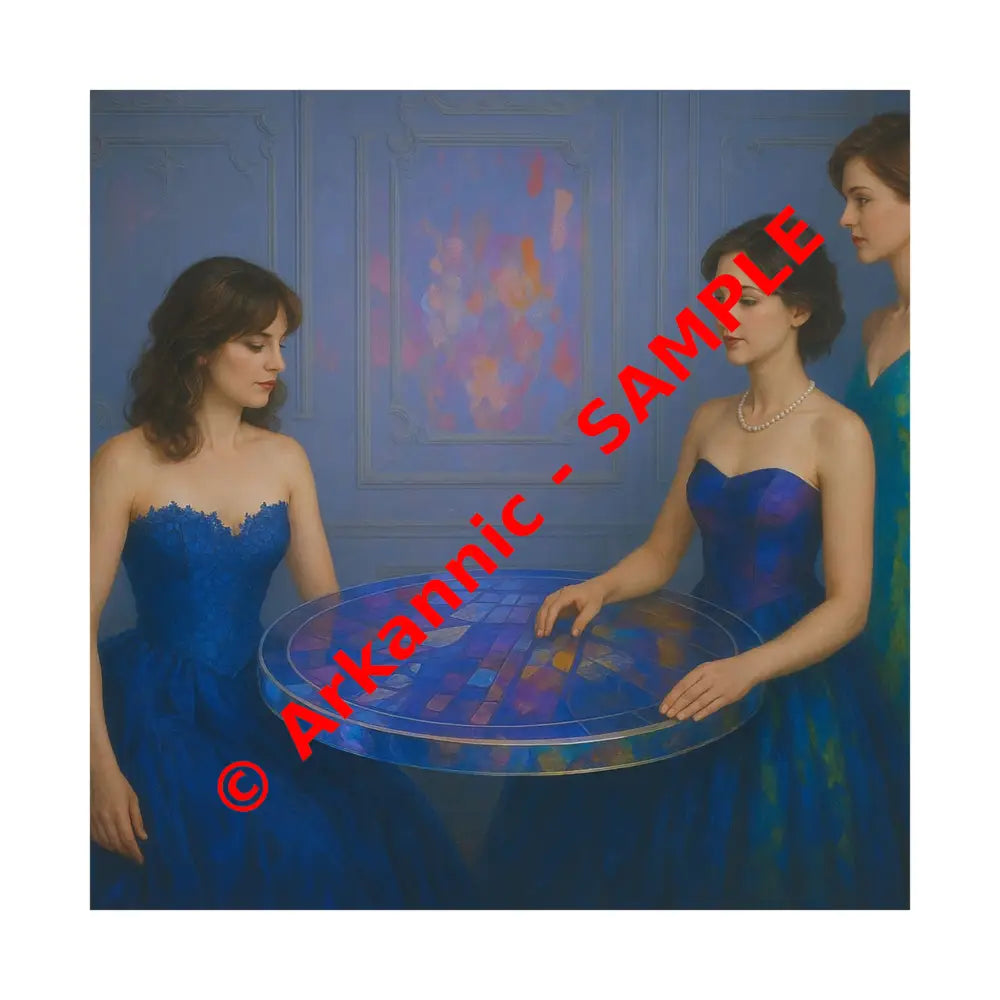 Moments of Reflection: Elegant Evening Gathering Dreamlike Blue Composition Poster 14’’ x 14’’ Poster