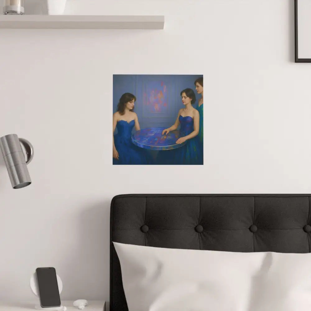 Moments of Reflection: Elegant Evening Gathering Dreamlike Blue Composition Poster Poster