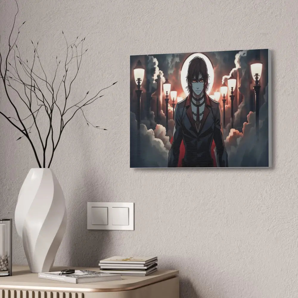 Nocturnal Enigma: Moonlit Gothic Fantasy Anime Digital Art Portrait Canvas Print Canvas