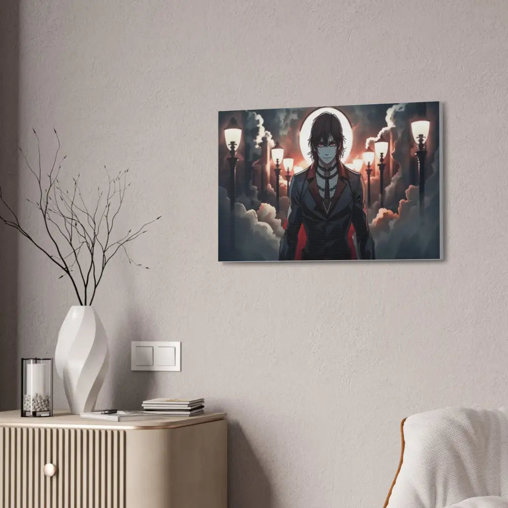 Nocturnal Enigma: Moonlit Gothic Fantasy Anime Digital Art Portrait Canvas Print Canvas