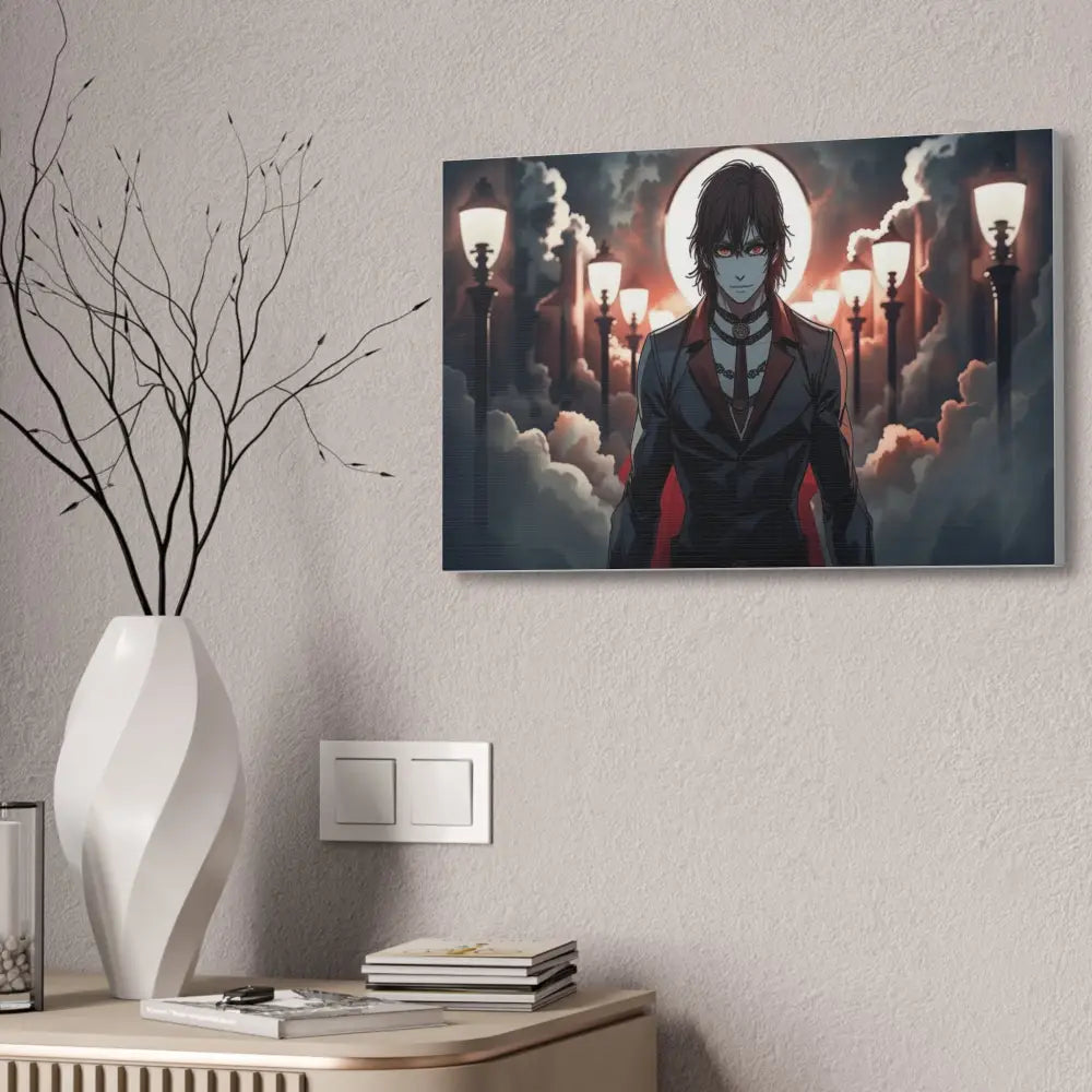 Nocturnal Enigma: Moonlit Gothic Fantasy Anime Digital Art Portrait Canvas Print Canvas