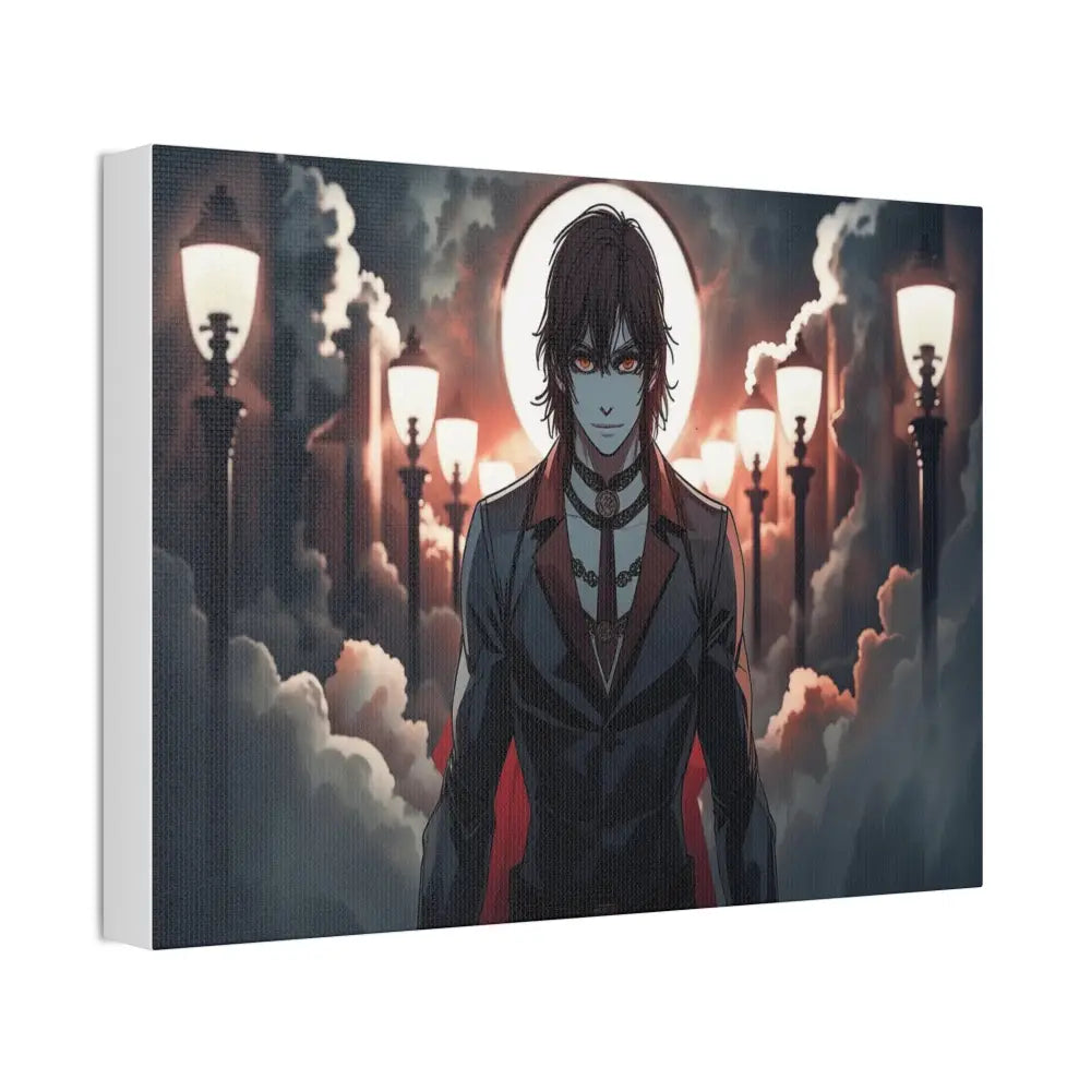 Nocturnal Enigma: Moonlit Gothic Fantasy Anime Digital Art Portrait Canvas Print Canvas