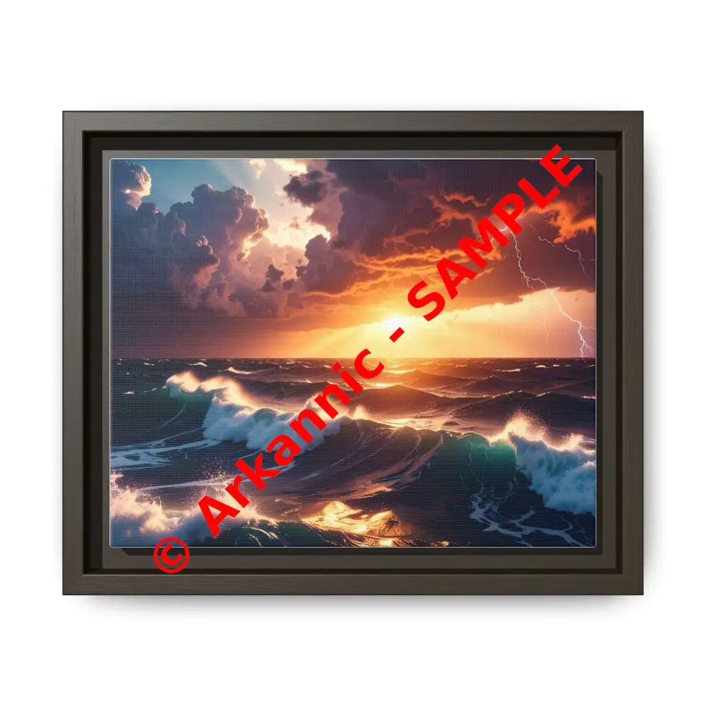 Ocean Sunset Framed Canvas Art Seascape Wall Art Coastal Theme Home Decor Perfect Gift for Nature Lovers 10″ x 8″