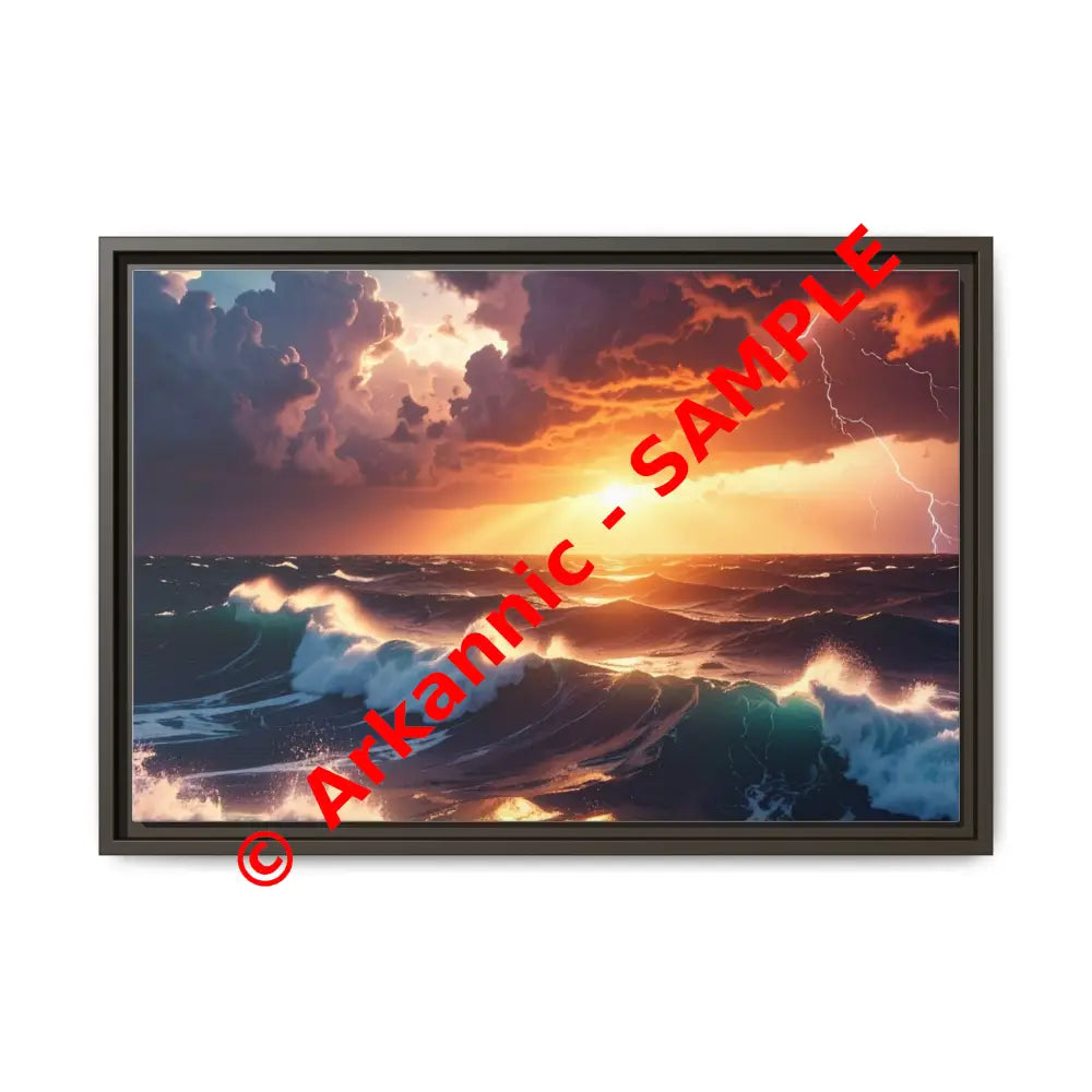 Ocean Sunset Framed Canvas Art Seascape Wall Art Coastal Theme Home Decor Perfect Gift for Nature Lovers 24″ x 16″