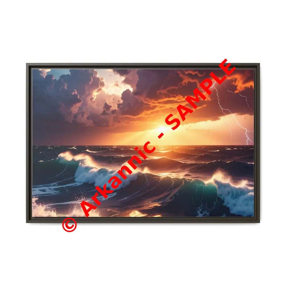 Ocean Sunset Framed Canvas Art Seascape Wall Art Coastal Theme Home Decor Perfect Gift for Nature Lovers 36’’ x 24’’